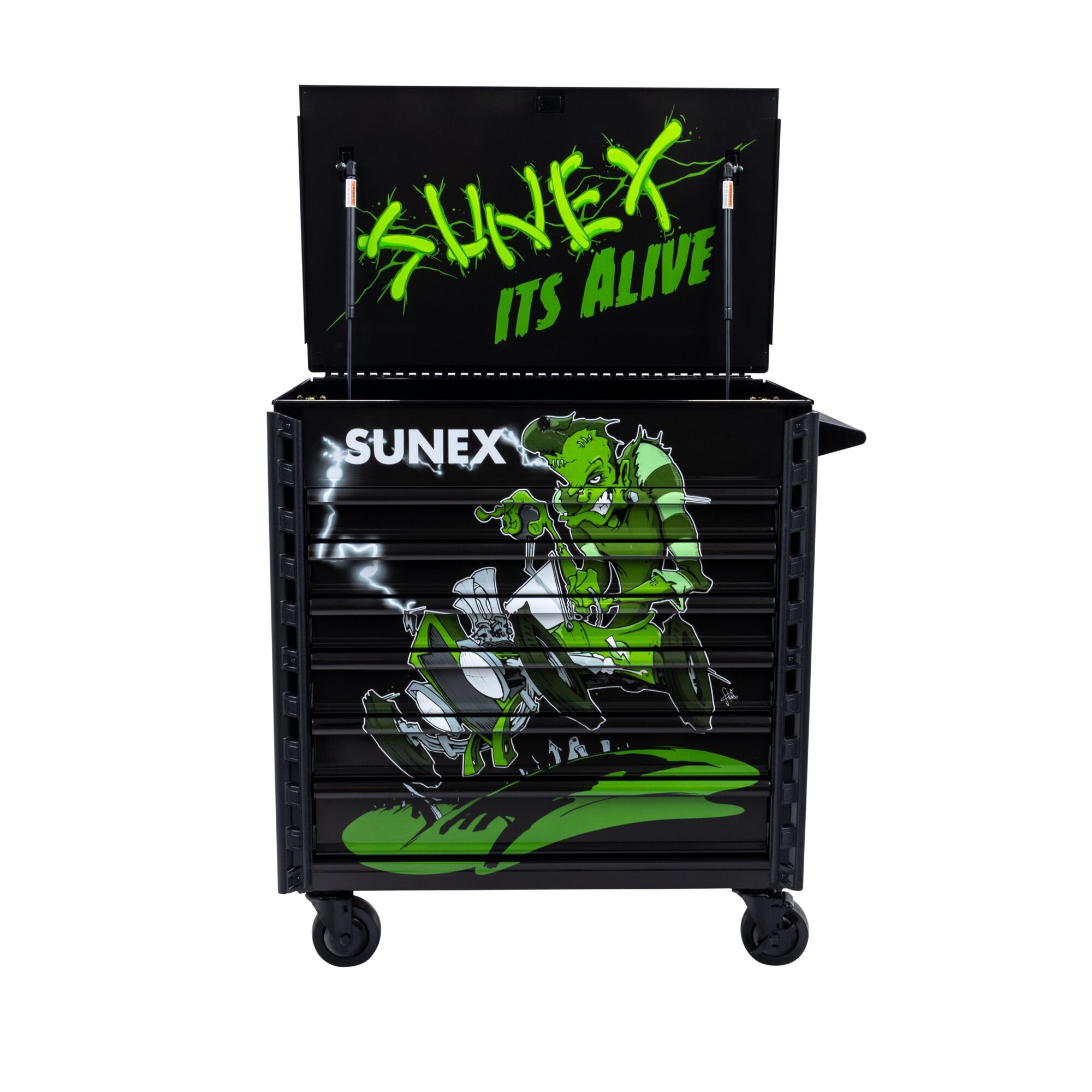 SUNEX TOOLS, Model #8056FDBKALIVE, Tony Squindo It's Alive  Full Drawer Service Cart - BLACK